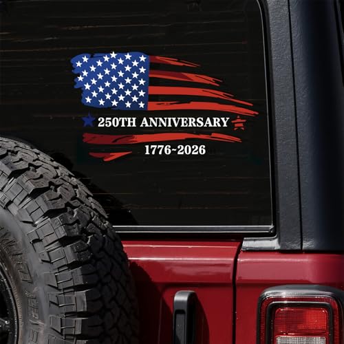 Vozekrod 2 Pack America 250th Anniversary 17762026 Car Window Decals American Flag Vinyl Stickers Weatherproof Fade Resistant Easy Peel and Stick for Car Truck SUV Laptop Gift - Image 1