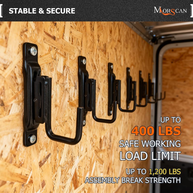 MorScan 10 Pack E-Track Tie Down Slots & 10 Pack 2" E Track J Hooks, Heavy Duty Black Steel E-Track Accessories for Box Truck, Enclosed Trailer, Garage, Van, Warehouse, Workshop - Image 4