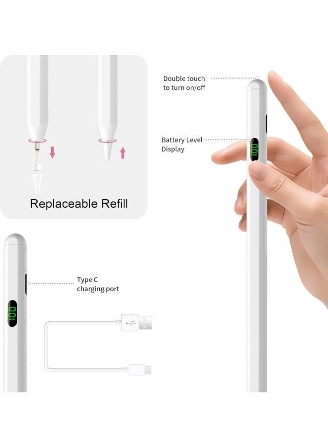 JAJEEK 2024 New iPad Pencil with Battery Display, Stylus Pen with Magnetic & Tilt-Sensitive Design & Fast Charging For iPad 2018 and Later, White(Just for Apple) - Image 4