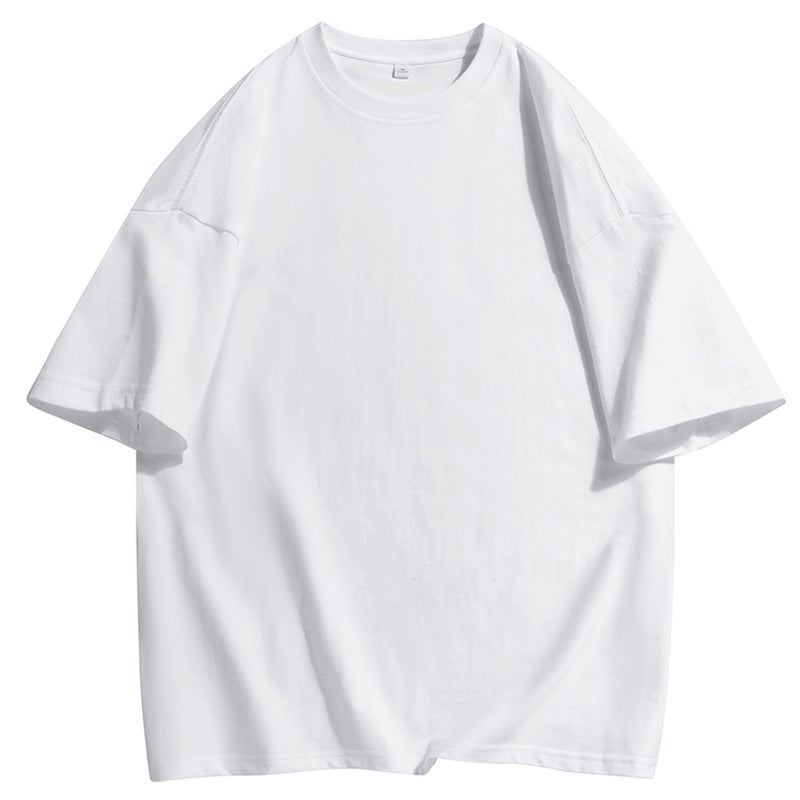 American-style heavy cotton short-sleeved T-shirt men's and women's basic solid color oversize T-shirt bottoming shirt trendy half-sleeved T-shirt - Image 1