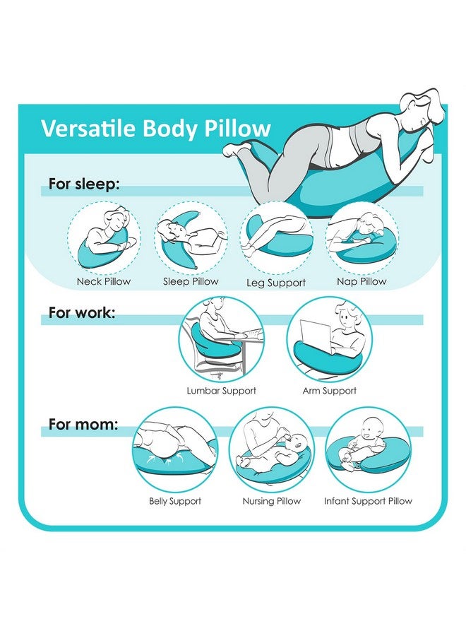 BYRIVER 39" Pink Purple Cute Body Pillow for Women Girl Side Sleepers, C Shaped Pregnancy Pillow, Anxiety Relief Hugging Pillow for Adults, 100% Cotton Pillow Cover, Gifts for New Mom (ZI-L) - Image 3