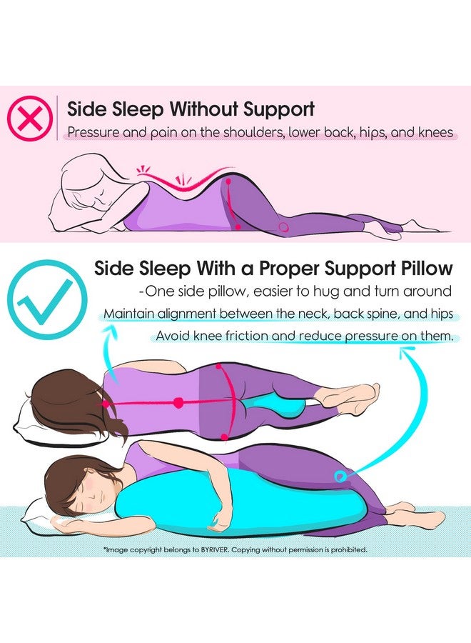 BYRIVER 39" Pink Purple Cute Body Pillow for Women Girl Side Sleepers, C Shaped Pregnancy Pillow, Anxiety Relief Hugging Pillow for Adults, 100% Cotton Pillow Cover, Gifts for New Mom (ZI-L) - Image 5