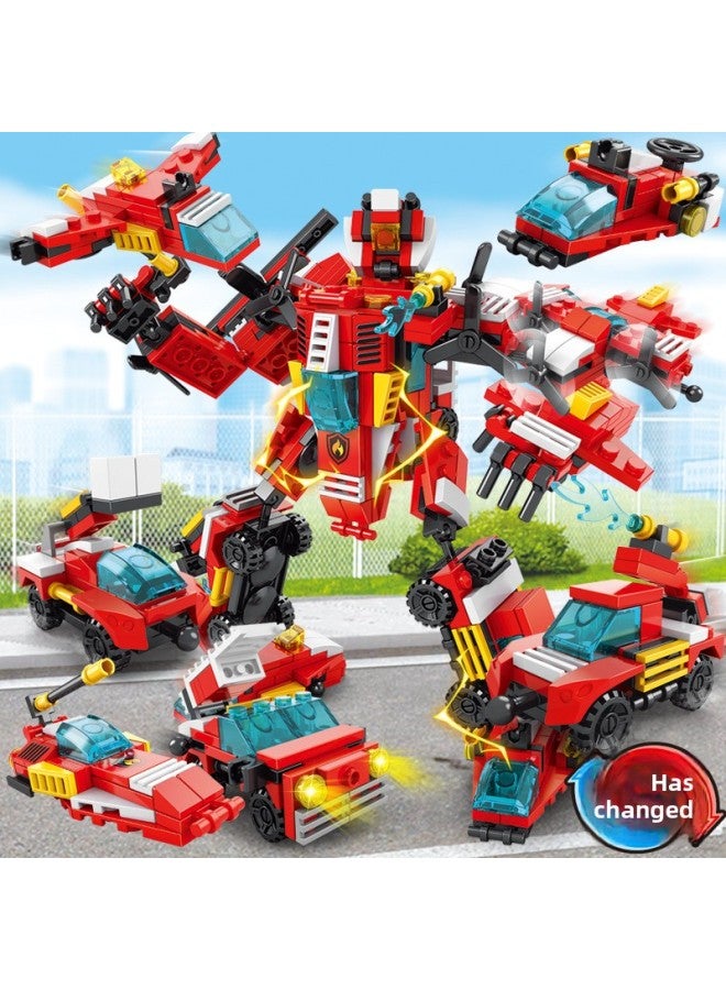 Children's Puzzle 8-in -1 Assembled Engineering Vehicle Small Particle Building Blocks Toy City Fire Fighting Special Police Engineering Mecha Building Blocks-Color:Police Series (8 Boxes)  - Image 3