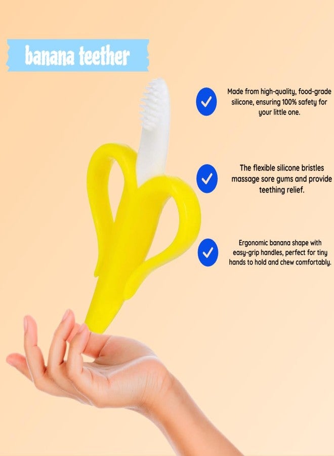 Roforuf Baby Banana Teether, Spoon Bottle & Fruit Feeder Combo - Safe Teething, Feeding & Mealtime Essentials BPA-Free Perfect for Teething Relief & Fresh Food Feeding for Newborn Toddlers & infant baby(pack of 3) - Image 2