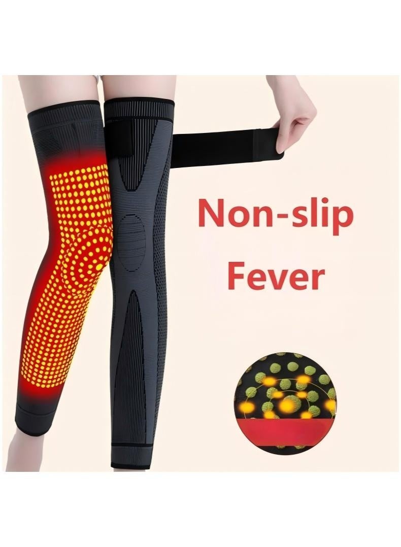 NOOA Leg Compression Sleeve Full Leg 2 Pack Long Self-Heating Knee Brace for Men Women Knee Support Protector for Running Weightlifting Workout and other Sport Size XL - Image 1