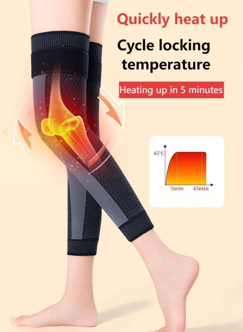 NOOA Leg Compression Sleeve Full Leg 2 Pack Long Self-Heating Knee Brace for Men Women Knee Support Protector for Running Weightlifting Workout and other Sport Size XL - Image 3