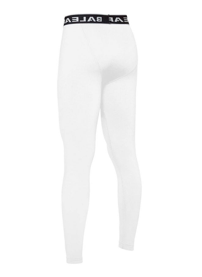 Baleaf - Youth Boys' Leggings Compression Pants Running Basketball Baselayer Baseball Soccer Tights White Size S - Image 1