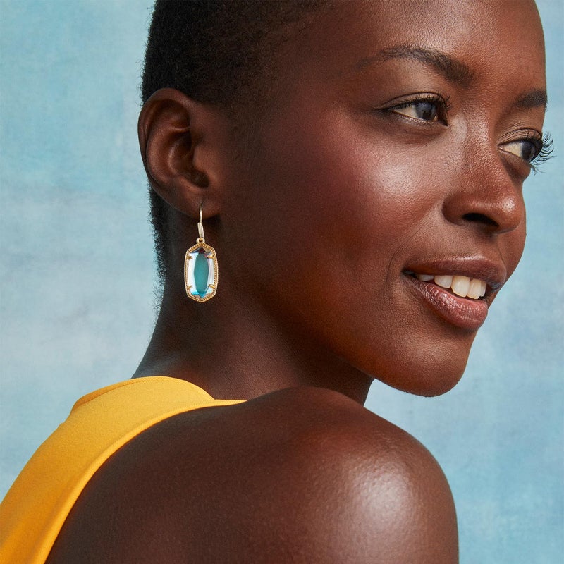 Kendra Scott Dani Drop Earrings for Women, Fashion Jewelry, 14k Gold-Plated, Black Opaque Glass - Image 2