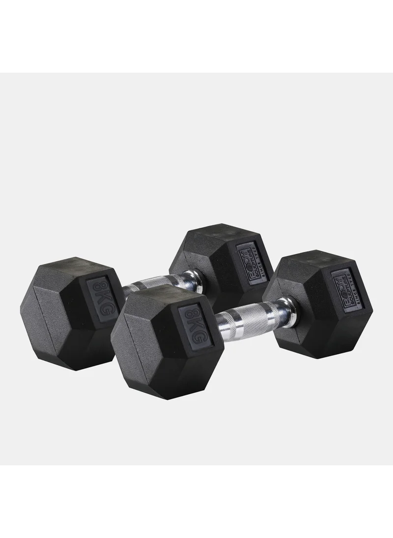 بودي سكلبتشر Hex Rubber Dumbbell - With Chrome Handle (8 Kg)