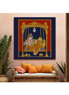 Paper Plane Design PAPER PLANE DESIGN tanjore paintings canvas art Indian ethnic traditional wall art large size for living room decor. (24 X 24 Inches, C)  - Image 1
