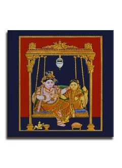 Paper Plane Design PAPER PLANE DESIGN tanjore paintings canvas art Indian ethnic traditional wall art large size for living room decor. (24 X 24 Inches, C)  - Image 5