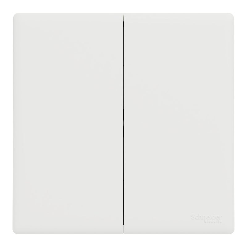 Schneider Electric مفتاح شneider Electric Vivace E 1-Way، 16AX، 250V، 2 Gang Flush Wall Switch، أبيض - Image 1