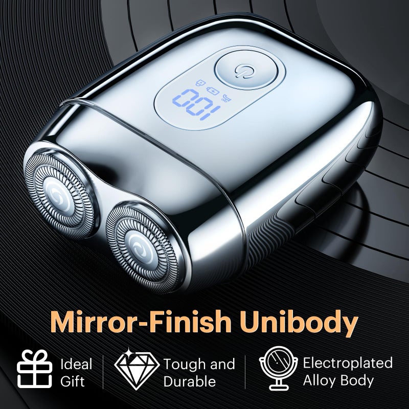 TOPWILL All-Metal Mini Electric Shaver for Men â€“ Portable Travel Razor with Mirror Cap, Smooth & Close Shave, LED Display, USB-C Fast Charge, Wet/Dry Waterproof â€“ RX40 Silver - Image 5