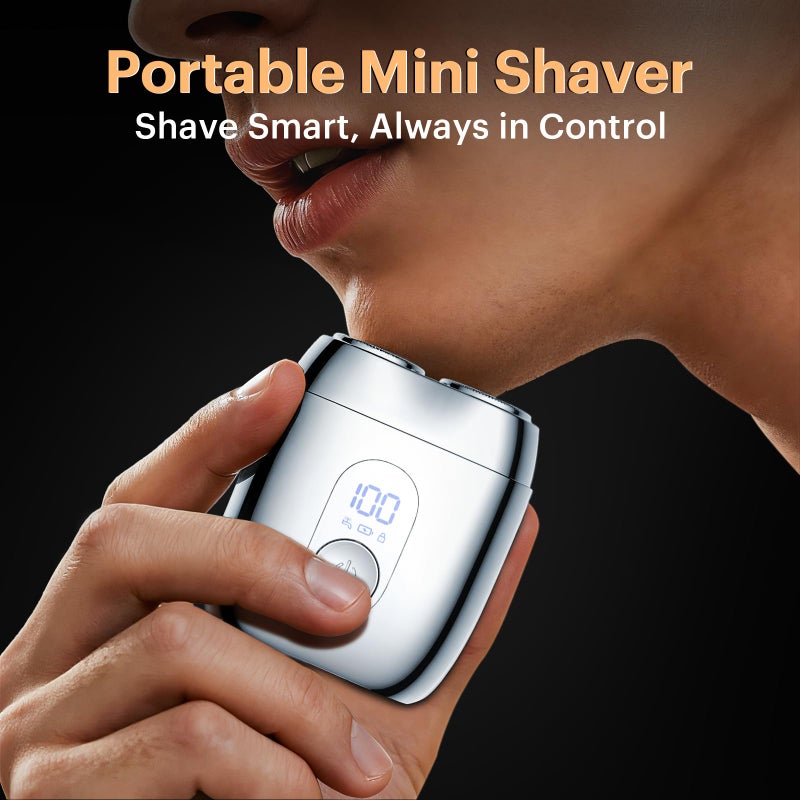 TOPWILL All-Metal Mini Electric Shaver for Men â€“ Portable Travel Razor with Mirror Cap, Smooth & Close Shave, LED Display, USB-C Fast Charge, Wet/Dry Waterproof â€“ RX40 Silver - Image 2