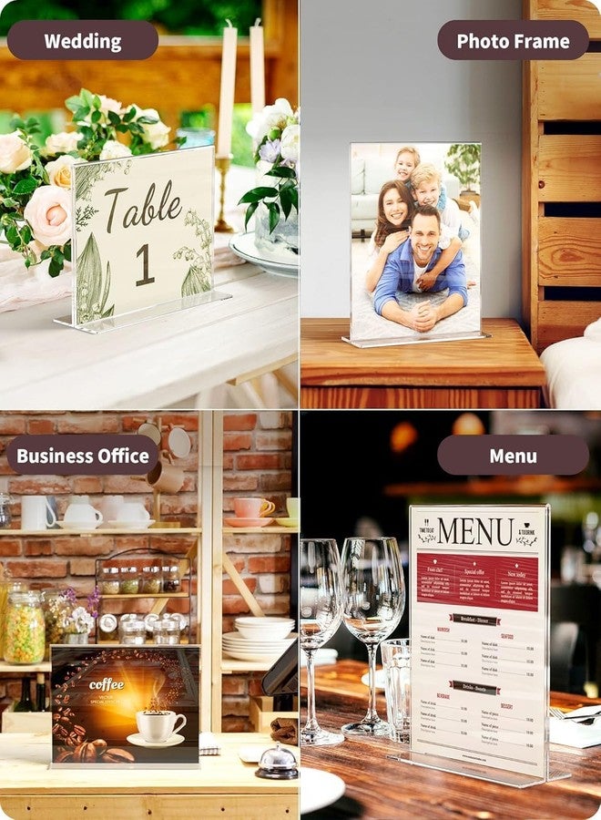 NEILL® Acrylic Sign Holder T Shape, Size-A4 (8.3"x11.7"), Pack of 4 Pcs, Clear/Transparent, Double Sided Portrait Display Stand Table Top, Perfect for Restaurants, Promotions, Classroom, Office, Store, Restaurants, Wedding Party Decoration - Image 4