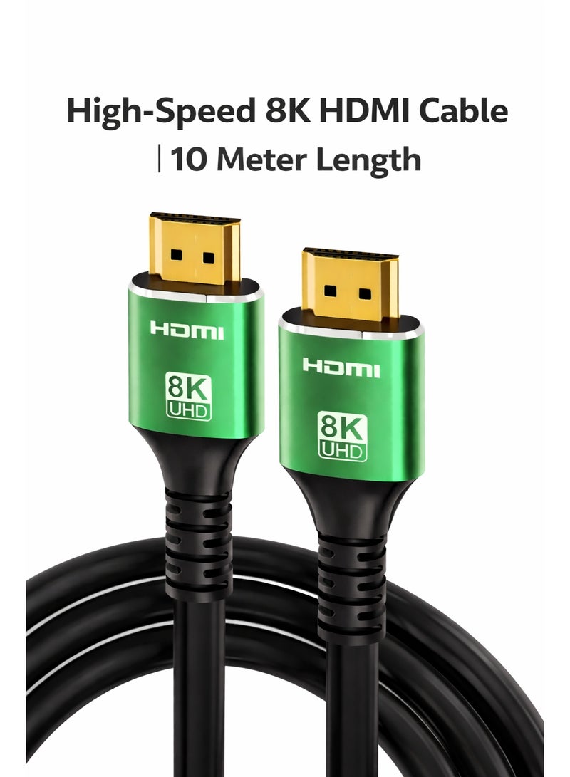 أتش دي كابل HDMI عالي السرعة 8K بطول 10 أمتار، كابل HDMI 2.1 مصنوع من سبائك الألومنيوم، كابل HDTV ذكر إلى ذكر، كابل HDTV 2.0/1.4، كابل 8K HDTV، كابل HDTV 2.1 عالي السرعة 4K120 144Hz 8K60Hz ثلاثي الأبعاد متوافق مع PS5 وPS4 وأجهزة التلفزيون فائقة الدقة والكمبيوتر الشخصي، كابل HDTV عالي السرعة، حزمة كابل HDTV، اتصال وحدة التحكم، مزامنة الصوت والفيديو، كابل إصدار HDTV، سلك ذكر إلى ذكر، شكل كابل دائري، كابل من سبائك الألومنيوم، هيكل ألومنيوم متين، أداء موثوق، للاعبين، مطوري التكنولوجيا - Image 1