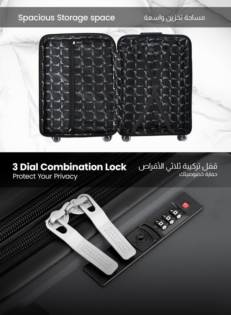 PARAJOHN PP Material 3-Piece Hardsided Luggage Set | 4-Wheel Spinner Trolley | Small (10kg), Medium (20kg), Large (30kg] Grey - Image 3