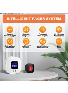 XiuWoo Wireless Caregiver Pager with Smart Call System Call Buttons for Elderly Monitoring, Life Alert System for Seniors, 4 SOS Panic Button 1 Receiver  - Image 2
