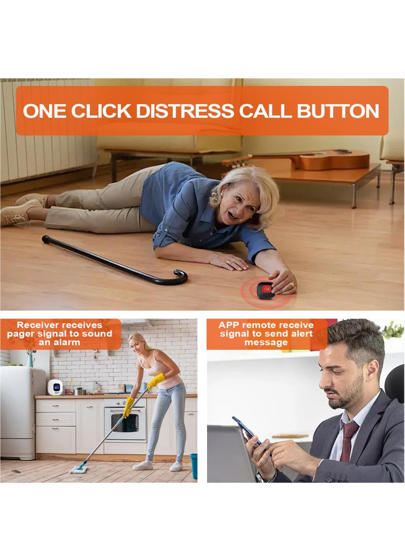 XiuWoo - Wireless Caregiver Pager with Smart Call System Call Buttons for Elderly Monitoring, Life Alert System for Seniors, 4 SOS Panic Button 1 Receiver - Image 1