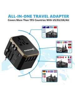 EDISONIK Universal Travel Adapter - International Power Adapter 4 USB Ports Fast Charging  - Image 2