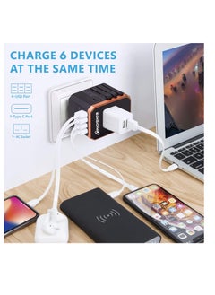 EDISONIK Universal Travel Adapter - International Power Adapter 4 USB Ports Fast Charging  - Image 5