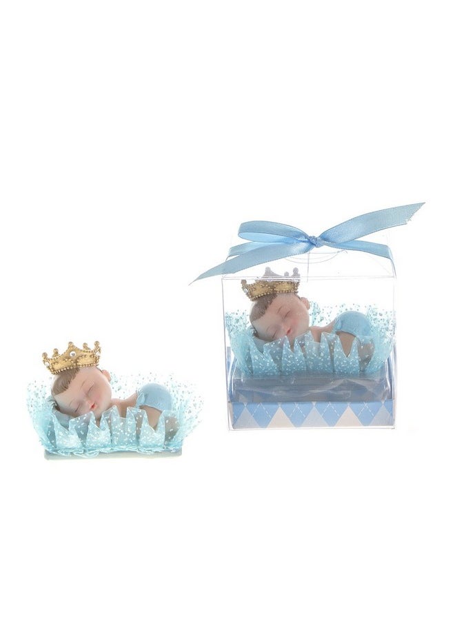 Lunaura Baby Keepsake Set Of 12 Boy Baby Wearing Crown Napping On Pillow Favors Blue  - Image 1