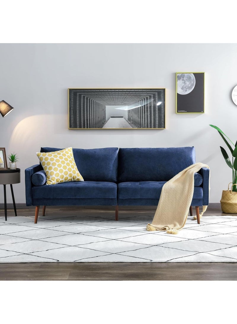 Karnak Brooklyn Velvet 2-Seater Sofa Set Modern Design Sofa For Living Room Color (Dark Blue) - Image 1