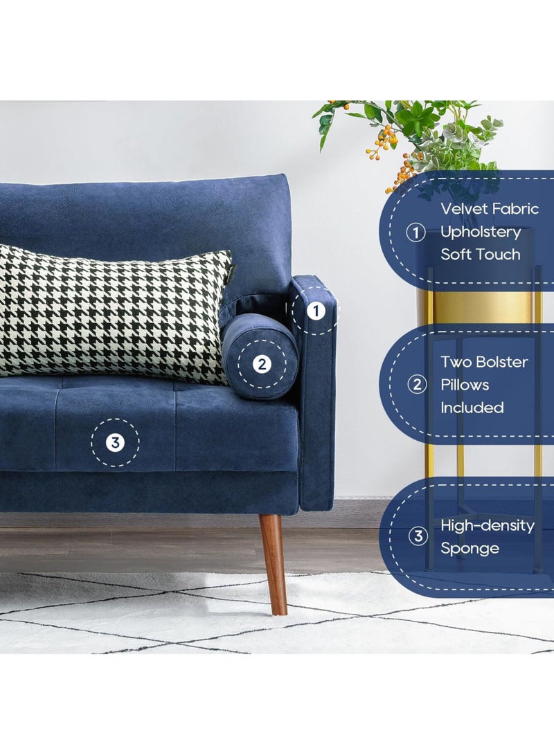 Karnak Brooklyn Velvet 2-Seater Sofa Set Modern Design Sofa For Living Room Color (Dark Blue) - Image 5