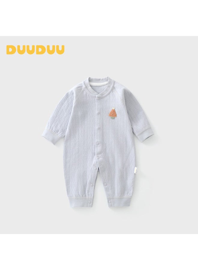 Duuduu Newborn Baby Clothes Spring And Autumn Cotton Bodysuit Skin-friendly Infant Outwear Romper Gray 59cm - Image 1