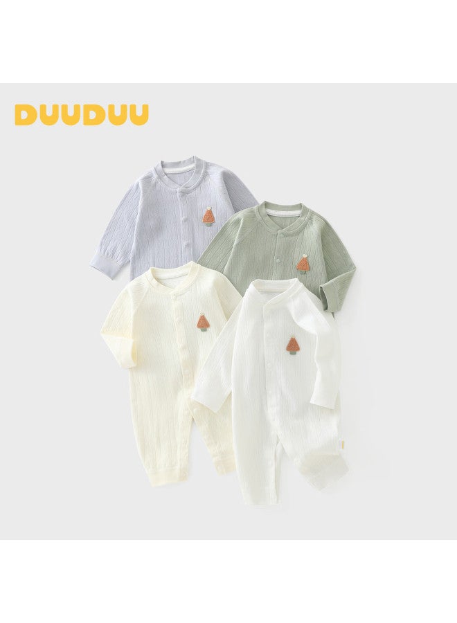 Duuduu Newborn Baby Clothes Spring And Autumn Cotton Bodysuit Skin-friendly Infant Outwear Romper Gray 59cm - Image 2