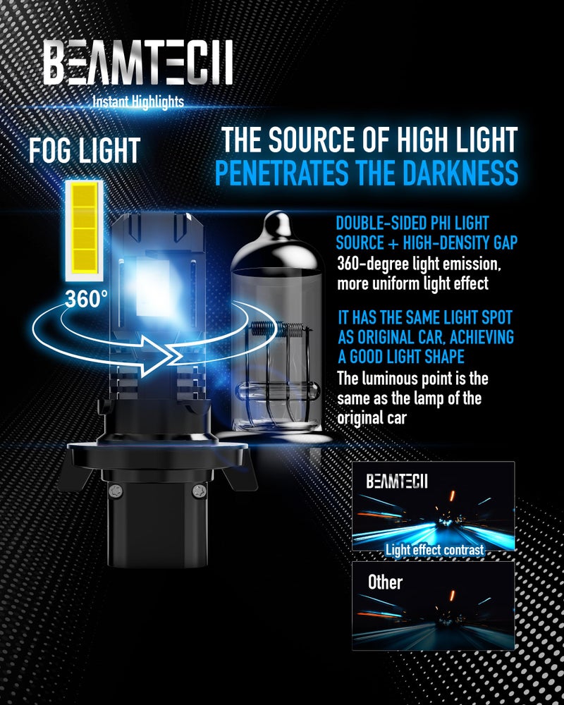BEAMTECH H13 9008 Powersport Bulb For H13 Off-Road Or Fog Light 2 PCS - Image 3