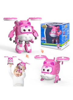 SUPER WINGS 5" Transforming Supercharged Dizzy Airplane Toys, Action Figure Plane To Robot, Suitable For 3 4 5 Years Old Kids, Fun Flying Toy Plane For Preschool Boys And Grls, Birthday Gifts, Pink  - Image 1