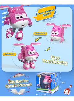 SUPER WINGS 5" Transforming Supercharged Dizzy Airplane Toys, Action Figure Plane To Robot, Suitable For 3 4 5 Years Old Kids, Fun Flying Toy Plane For Preschool Boys And Grls, Birthday Gifts, Pink  - Image 4
