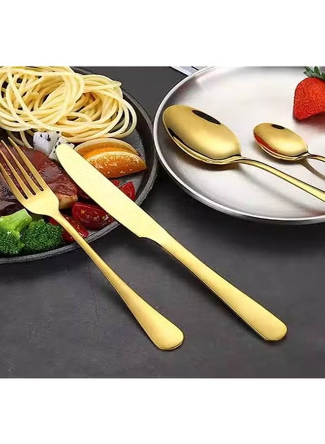 KLNAMAEAAN 24 Piece Stainless Steel Cutlery Set with Sleek Mirror Finish Includes Knives Forks Spoons and Teaspoons for Dinner and Gift Use - Image 3
