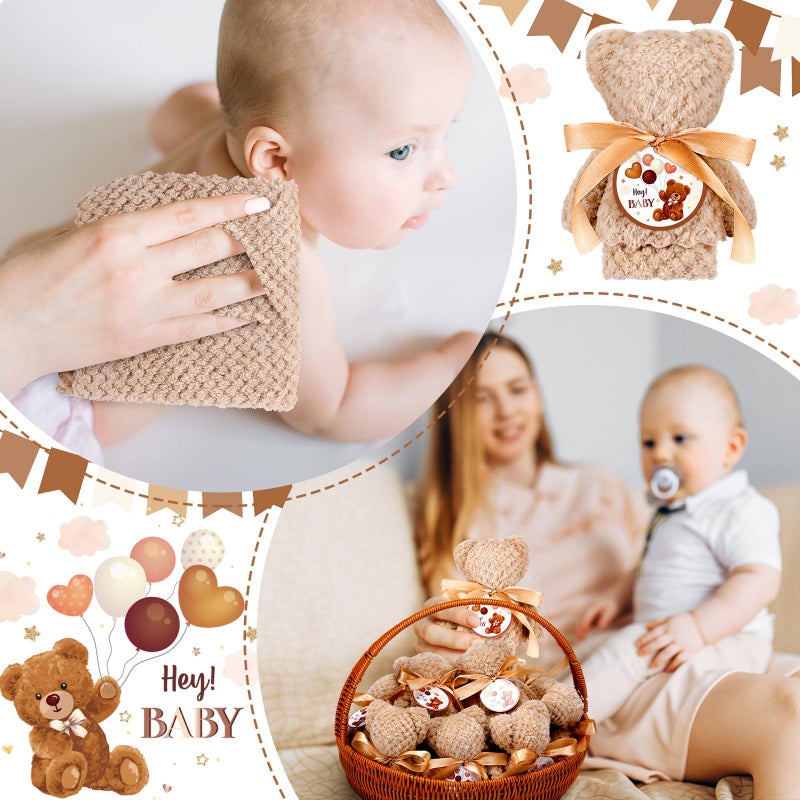 Mindsoft 24 Sets Baby Shower Favor Set with Coral Fleece Bear Towel Organza Bags and Cards Soft Hand Bath Towel for Gift Baby Shower Christening Baptism Party Favor - Image 4