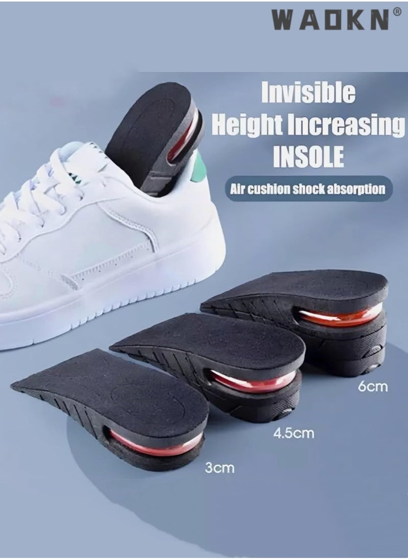 WAOKN - 2 Pairs Height Increase Insole 3-Layer Air Cushion Heel Insert Lift Shoes Insole Breathable Adjustable Lifts Increased for Men and Women Half Elevator Insole (Half Pad) - Image 1