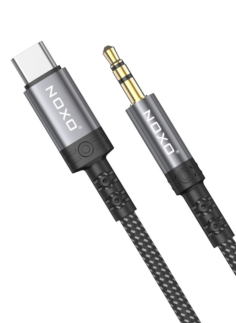 NOXO N-3 3.5mm AUX to USB-C Cable – Digital Audio Cable for Android, Car Stereos & Headphones (Gold-Plated, Braided) - Grey - Image 4