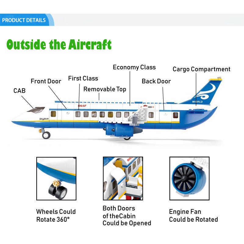 Sluban Aviation Blocks Plane Bricks Toy-Airbus (M38-B0366), 463 pieces - Image 5