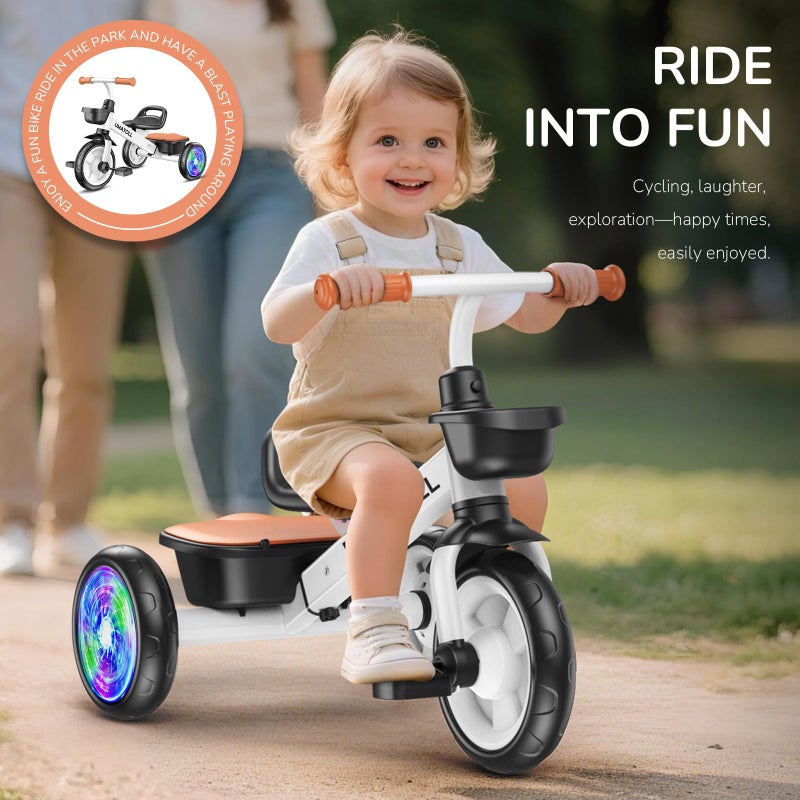 Umatoll Tricycle for Toddlers 2-5 Year Old, Ajustable Toddler Bike Outdoor Toys, Birthday Gift for Boy Girl Age 2-4, Trike with Light up Wheels - Image 5