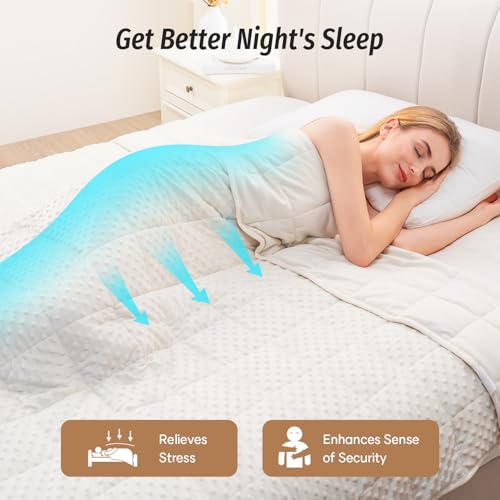 Wemore Minky Dot Weighted Blanket for Adults Twin Size 15 lbs, Soft Heavy Blanket for Stress Relief and Sleep Promotion, Breathable Blanket for All-Season with Glass Beads, White 48 x 72 inches - Image 4
