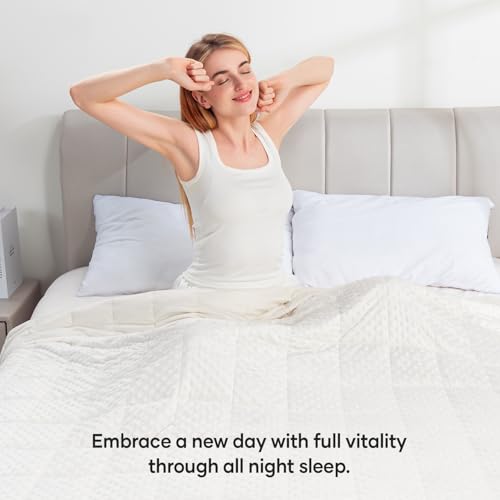 Wemore Minky Dot Weighted Blanket for Adults Twin Size 15 lbs, Soft Heavy Blanket for Stress Relief and Sleep Promotion, Breathable Blanket for All-Season with Glass Beads, White 48 x 72 inches - Image 5
