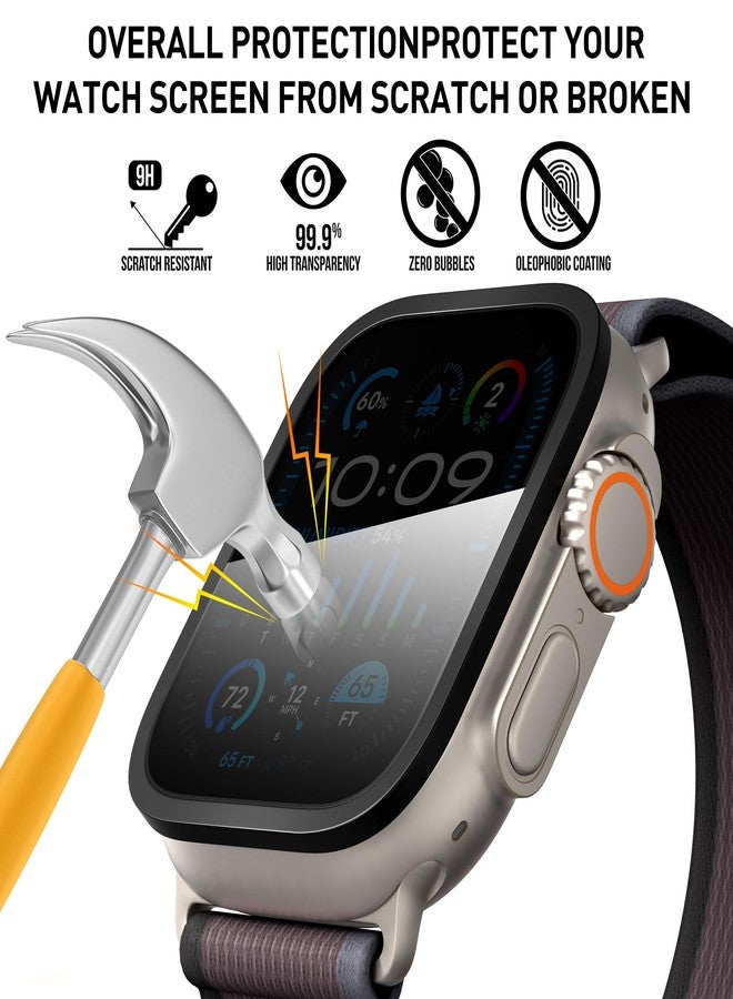 Suoman 2-Pack for Apple Watch Ultra 3/2/1 49mm Privacy Screen Protector, [Anti-peeping] Tempered Glass Ultra-Thin Full Coverage protective film -Black+Black - Image 2