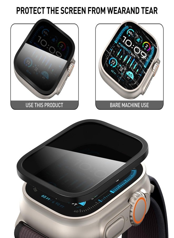 Suoman 2-Pack for Apple Watch Ultra 3/2/1 49mm Privacy Screen Protector, [Anti-peeping] Tempered Glass Ultra-Thin Full Coverage protective film -Black+Black - Image 4