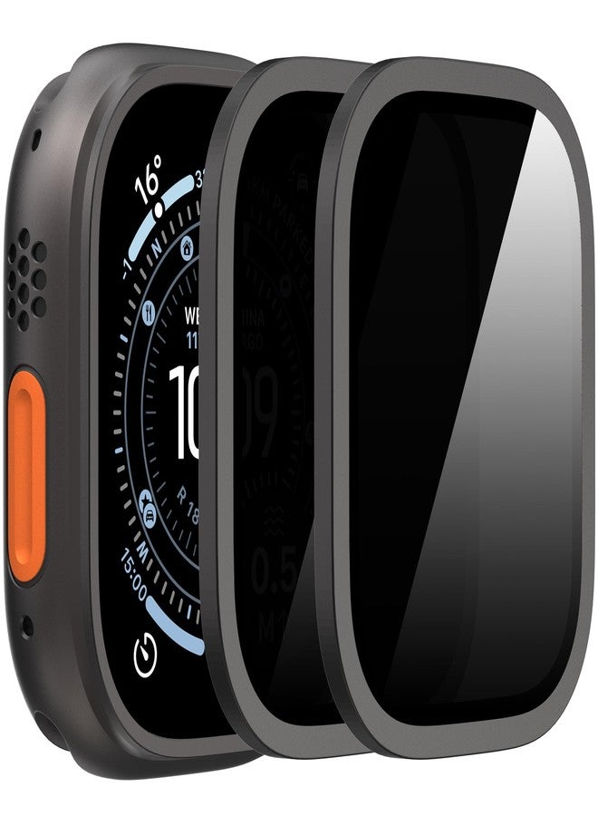 Suoman 2-Pack for Apple Watch Ultra 3/2/1 49mm Privacy Screen Protector, [Anti-peeping] Tempered Glass Ultra-Thin Full Coverage protective film -Black+Black - Image 1