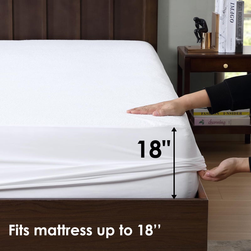 ClevaHome Twin Size 100% Waterproof Mattress Protector, Deep Pockets Fits up to 18 Inches, Soft Breathable Noiseless Terry Cover, Machine Washable - Image 2