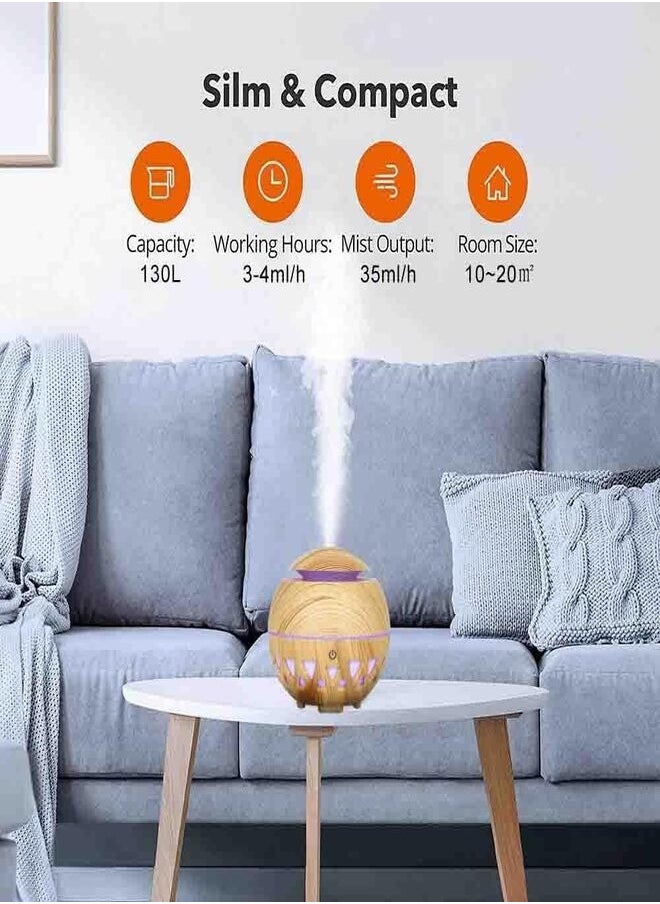 Generic Ultrasonic Aroma Humidifier, Small Triangle Design with 7 Colors - 7 Color Light - Dark Wood  - Image 4