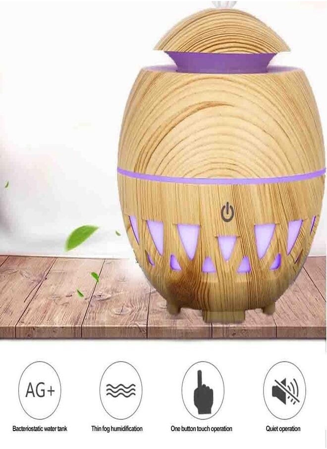 Generic Ultrasonic Aroma Humidifier, Small Triangle Design with 7 Colors - 7 Color Light - Dark Wood  - Image 3