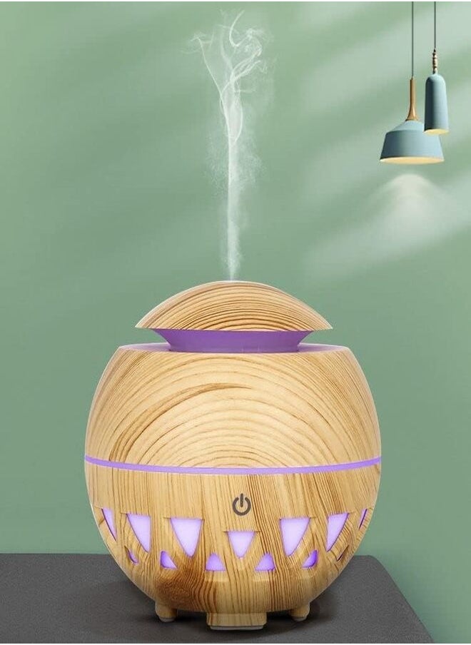 Generic Ultrasonic Aroma Humidifier, Small Triangle Design with 7 Colors - 7 Color Light - Dark Wood  - Image 1