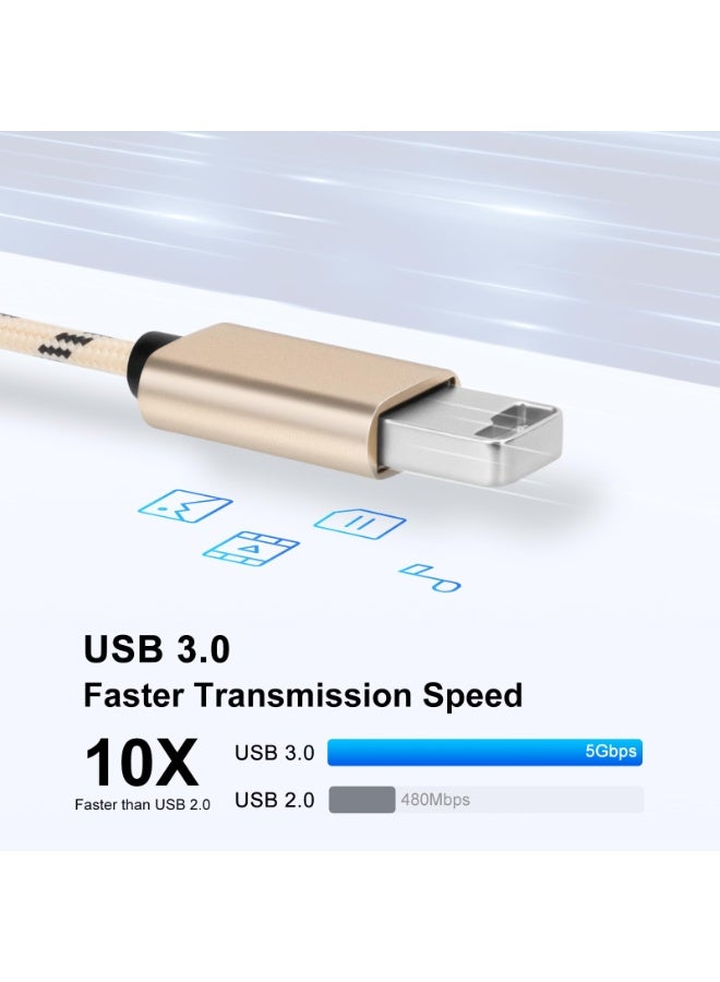 هيدفانا 2 قطعة محول USB C إلى A 3.0 كابل USB OTG صغير 2 في 1 ذكر أنثى محول مضفر 2 في 1 - Image 2