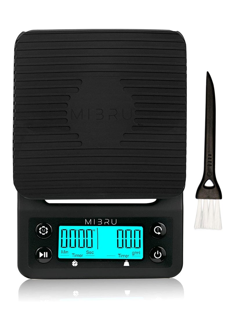 MIBRU Electronic digital kitchen scale for specialty coffee with coffee cleaning brush  - Image 1